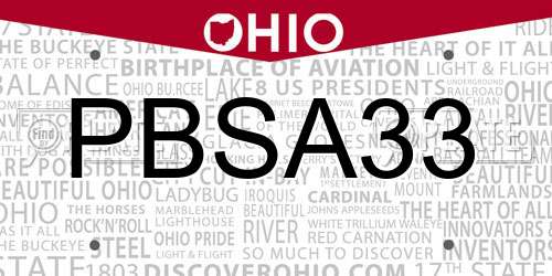 PBSA33 Ohio License Plate
