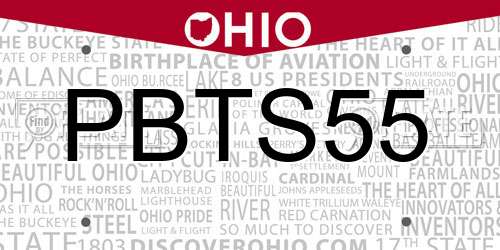 PBTS55 Ohio License Plate