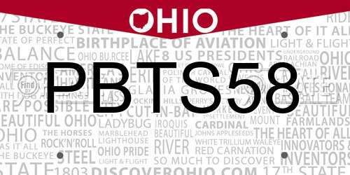 PBTS58 Ohio License Plate