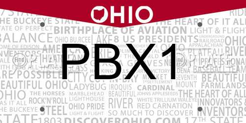PBX1 Ohio License Plate