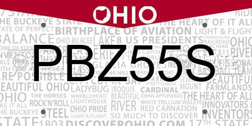 PBZ55S Ohio License Plate