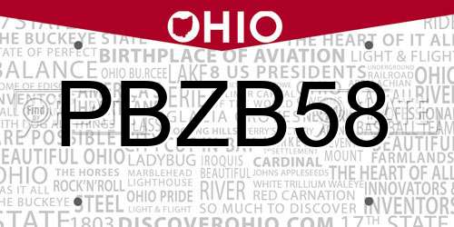 PBZB58 Ohio License Plate