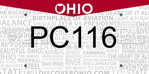PC116 Ohio License Plate