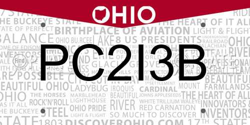 PC2I3B Ohio License Plate