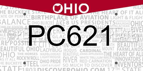 PC621 Ohio License Plate