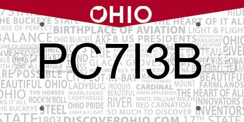 PC7I3B Ohio License Plate