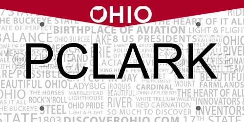 PCLARK Ohio License Plate