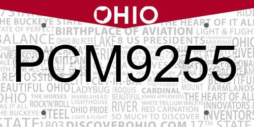 PCM9255 Ohio License Plate
