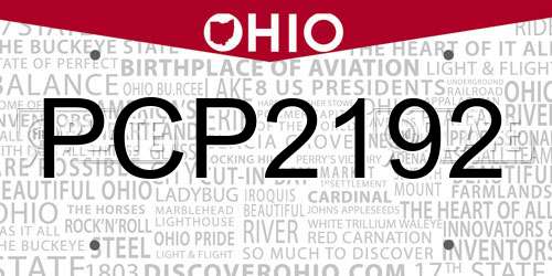 PCP2192 Ohio License Plate