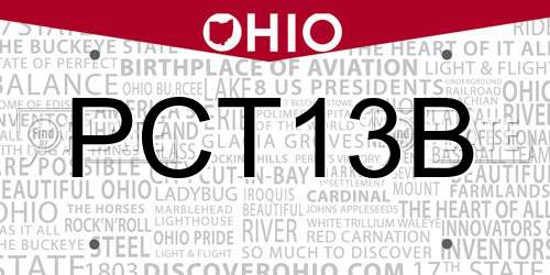 PCT13B Ohio License Plate