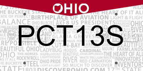 PCT13S Ohio License Plate