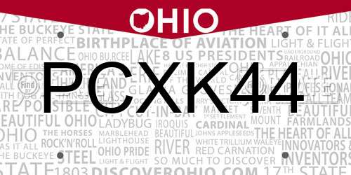 PCXK44 Ohio License Plate