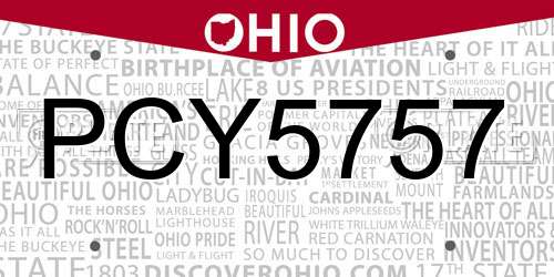 PCY5757 Ohio License Plate