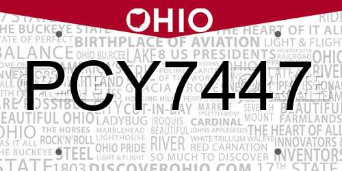 PCY7447 Ohio License Plate