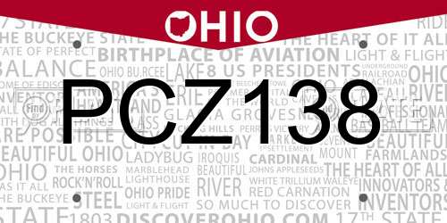 PCZ138 Ohio License Plate