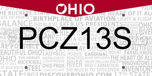 PCZ13S Ohio License Plate