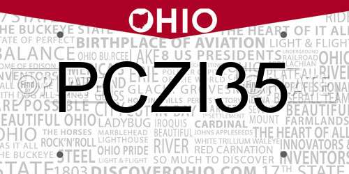 PCZI35 Ohio License Plate