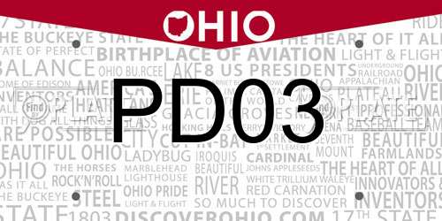 PD03 Ohio License Plate