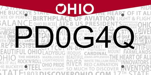 PD0G4Q Ohio License Plate