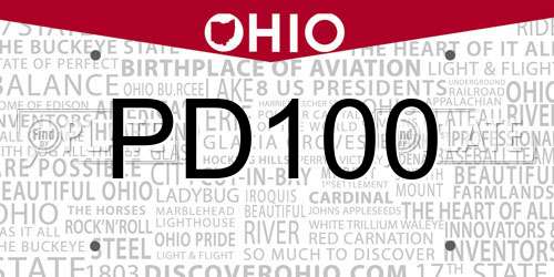 PD100 Ohio License Plate