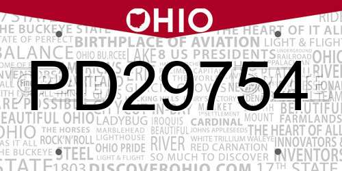 PD29754 Ohio License Plate