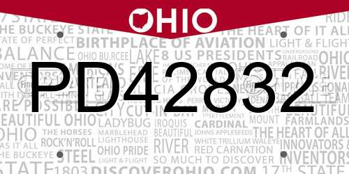 PD42832 Ohio License Plate