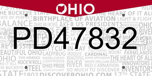 PD47832 Ohio License Plate
