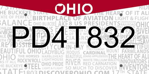 PD4T832 Ohio License Plate