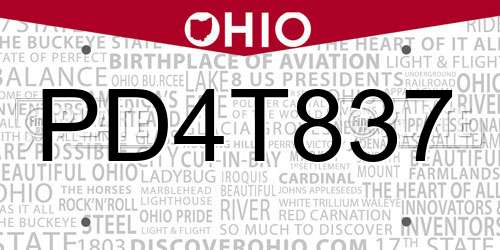 PD4T837 Ohio License Plate