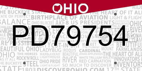 PD79754 Ohio License Plate