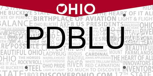 PDBLU Ohio License Plate