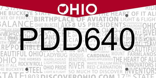 PDD640 Ohio License Plate