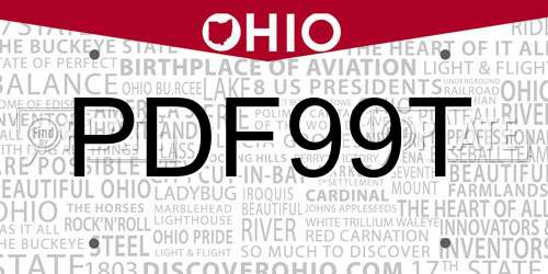 PDF99T Ohio License Plate