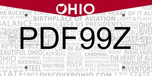 PDF99Z Ohio License Plate
