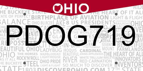 PDOG719 Ohio License Plate