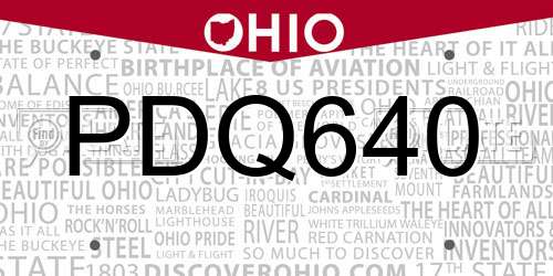 PDQ640 Ohio License Plate