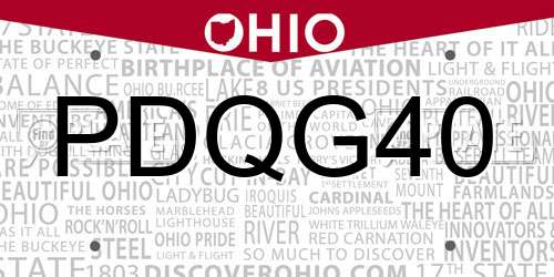 PDQG40 Ohio License Plate