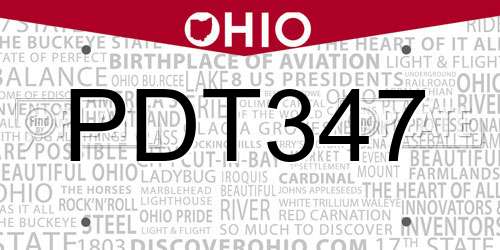 PDT347 Ohio License Plate