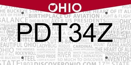 PDT34Z Ohio License Plate