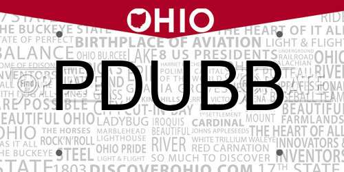 PDUBB Ohio License Plate