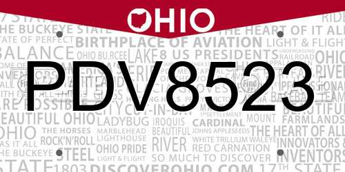 PDV8523 Ohio License Plate