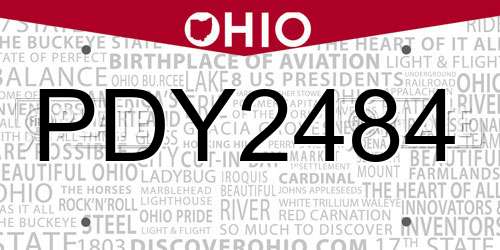 PDY2484 Ohio License Plate
