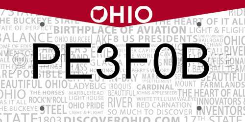 PE3F0B Ohio License Plate