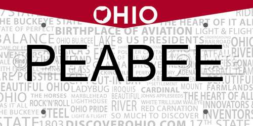 PEABEE Ohio License Plate