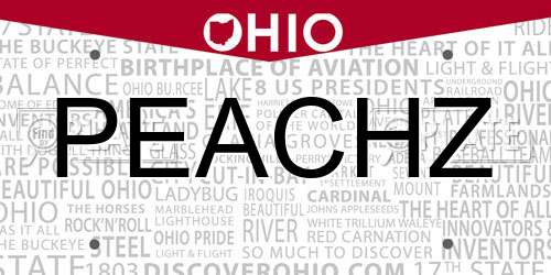 PEACHZ Ohio License Plate