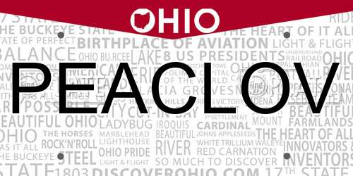 PEACLOV Ohio License Plate