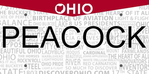 PEACOCK Ohio License Plate