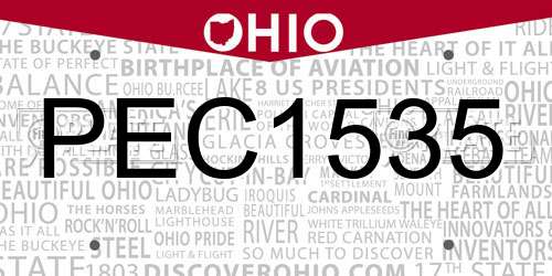 PEC1535 Ohio License Plate