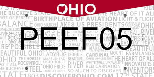 PEEF05 Ohio License Plate
