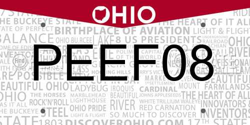 PEEF08 Ohio License Plate